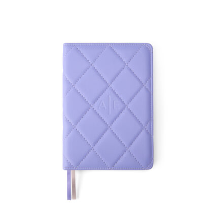 Front view Atelier Eugénie A5 notebook with padded PU cover in lavender