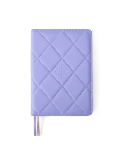 Front view Atelier Eugénie A5 notebook with padded PU cover in lavender